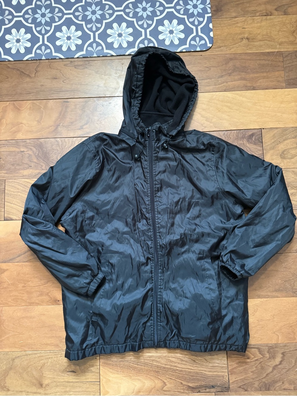 totes Black Hooded Windbreaker Jacket